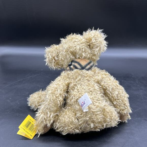 Vintage Sunkid Teddy Bear 11" Stuffed Plush Animal Germany Plaid Scarf Sweater - Picture 12 of 16